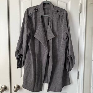 NWOT SHEIN Waterfall Collar Roll Up Sleeve Coat